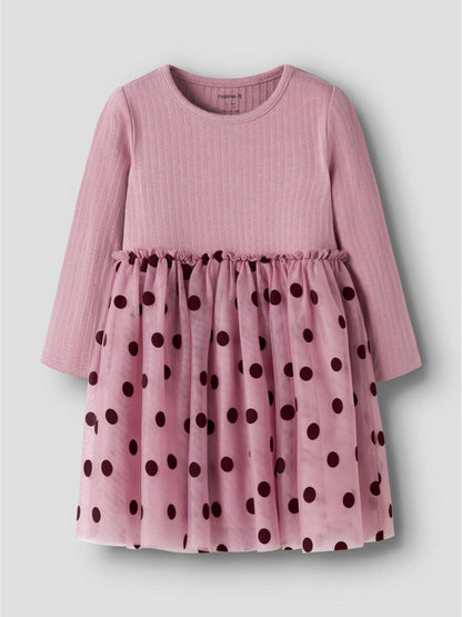 Dsiney Kidz - Name It Pink Jersey and Tulle Heart Flocked Dress image 1