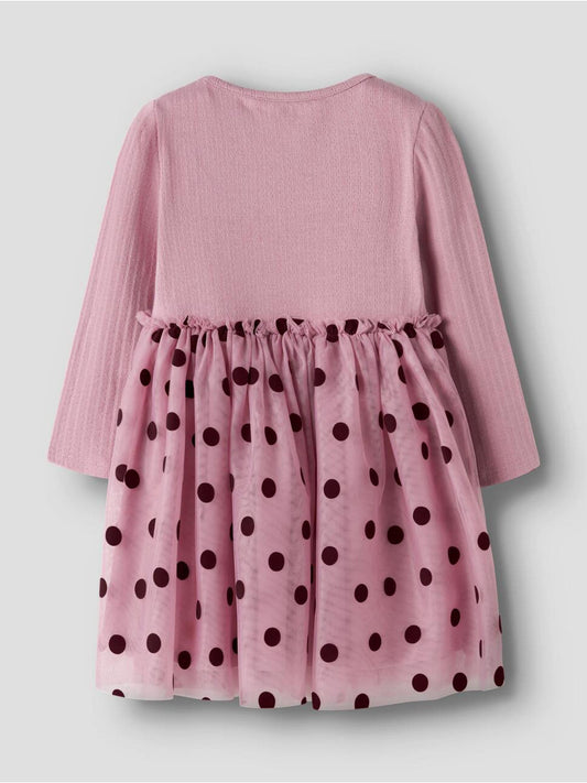 Dsiney Kidz - Name It Pink Jersey and Tulle Heart Flocked Dress image 2