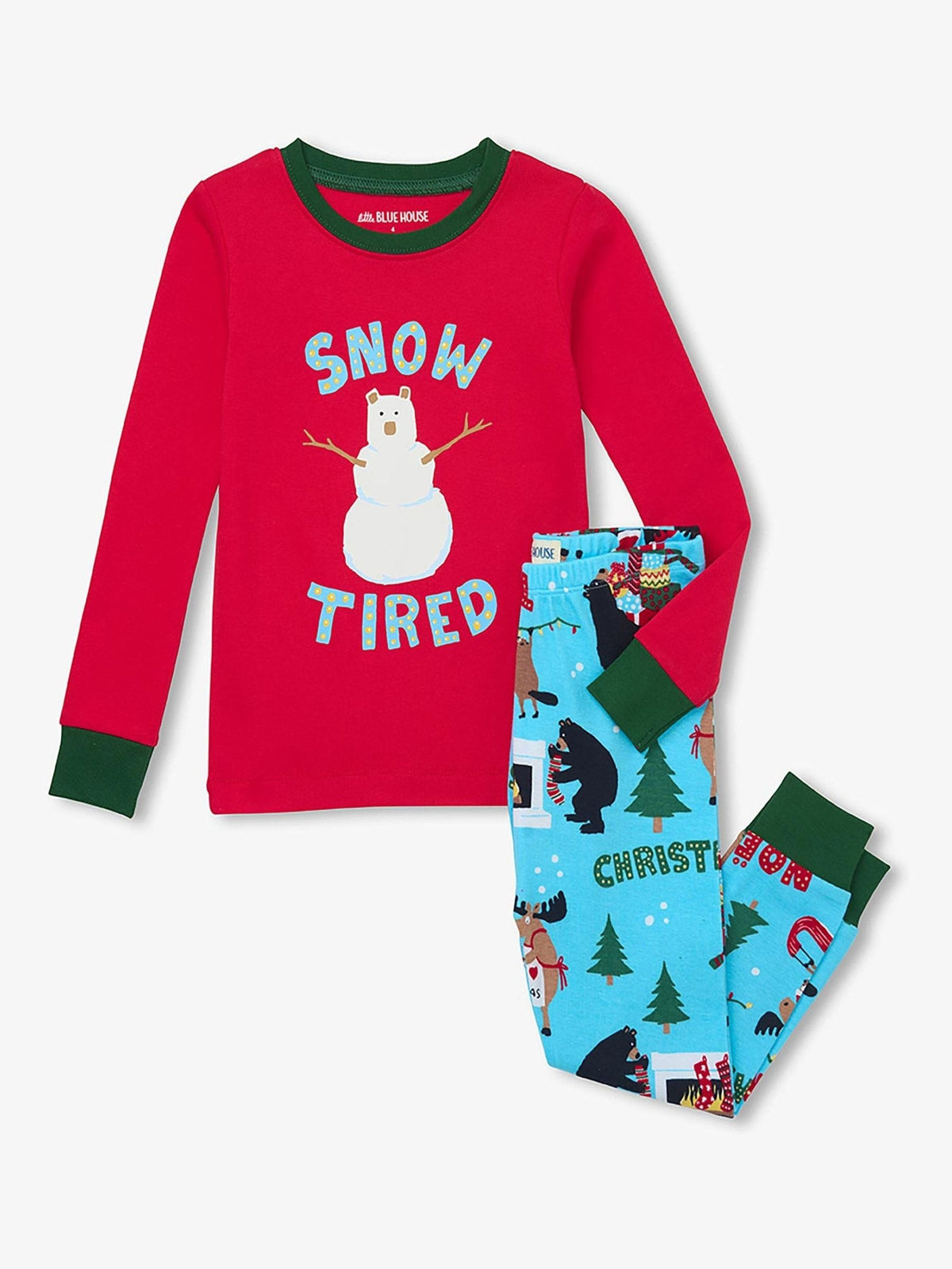 Hatley Red Snow Tired Kids Christmas Pyjamas Set - image 1