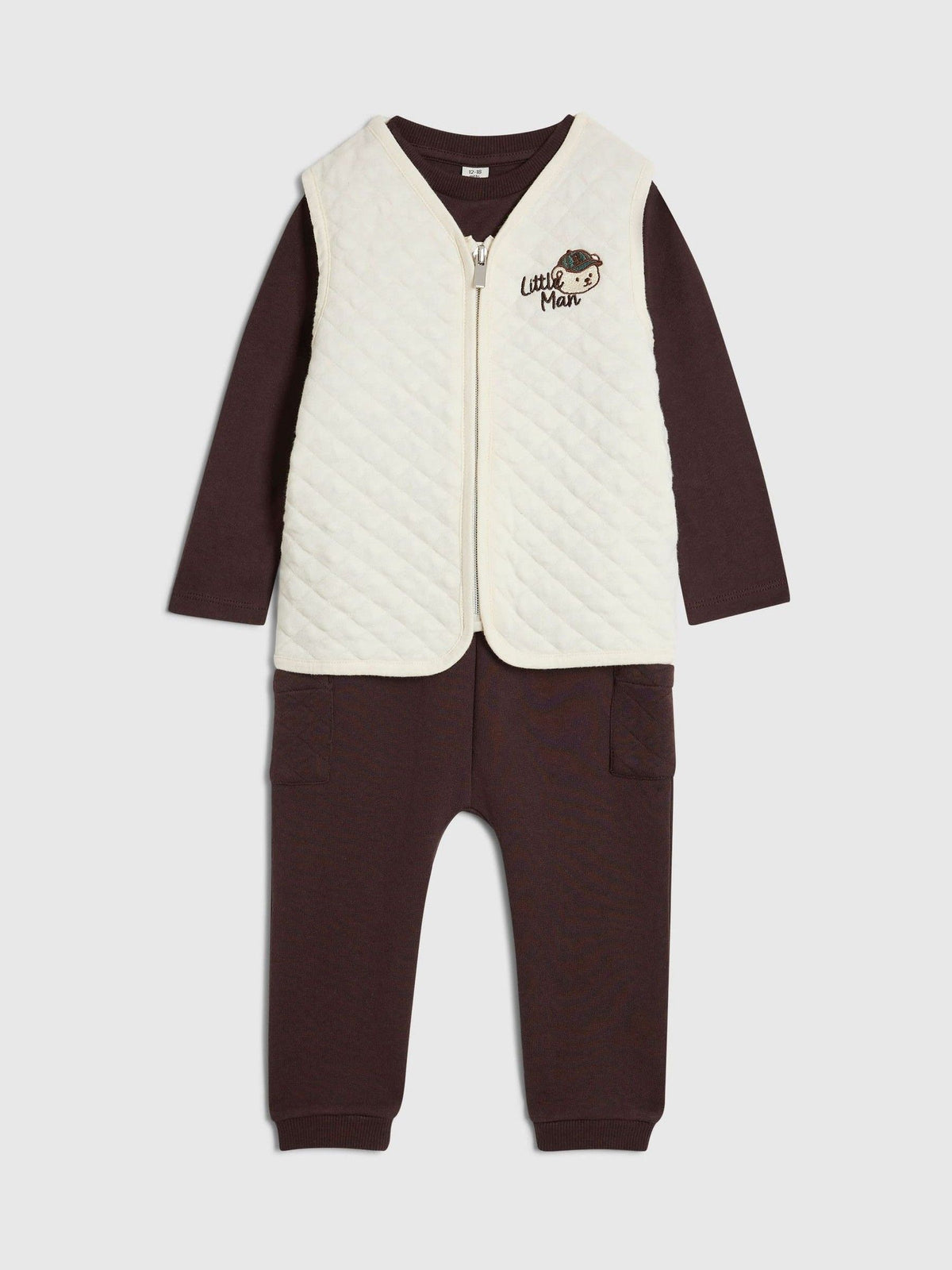 River Island Brown Bear Gilet Top & Jogger Set - image 3