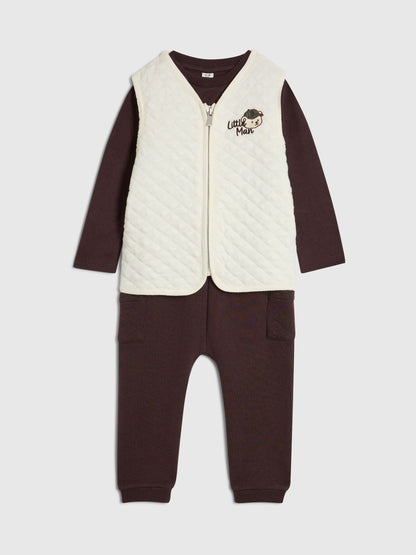 River Island Brown Bear Gilet Top & Jogger Set - image 3