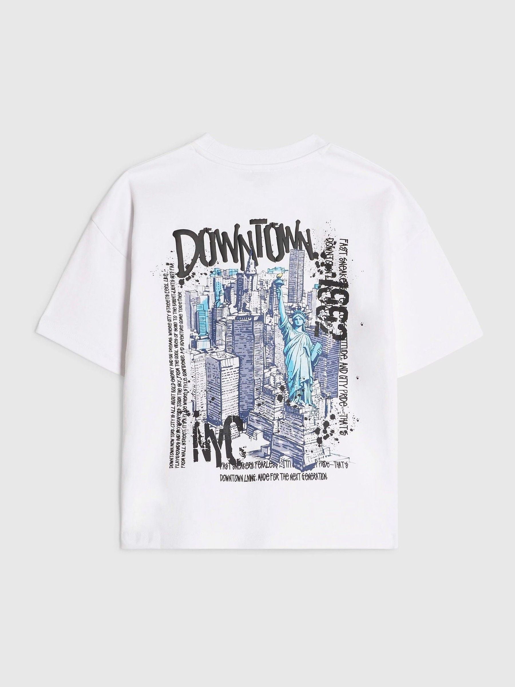 Dsiney Kidz - River Island White NYC Graphic Regular Fit T-Shirt image 2
