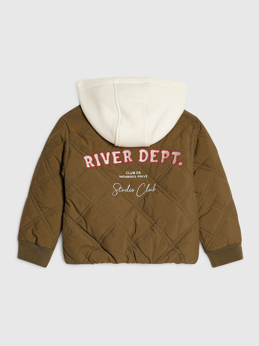 Dsiney Kidz - River Island Green Quilted Bomber Hooded Jacket image 2