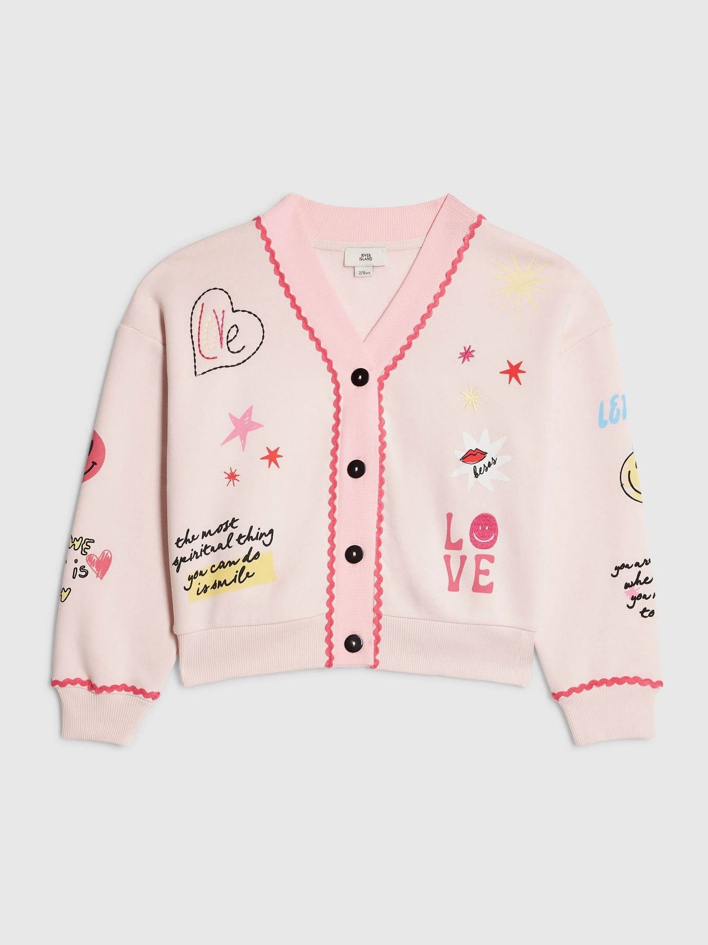 Dsiney Kidz - River Island Pink Love Icon Cardigan image 1