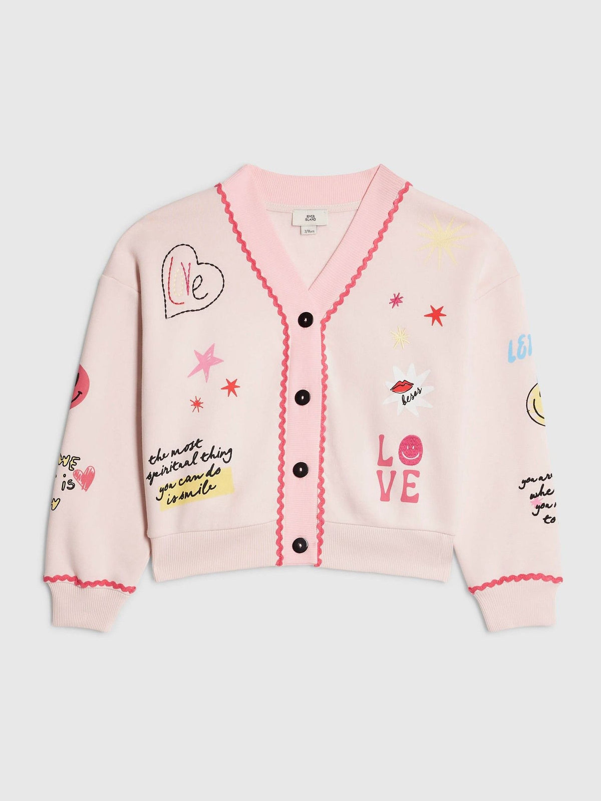 Dsiney Kidz - River Island Pink Love Icon Cardigan image 1
