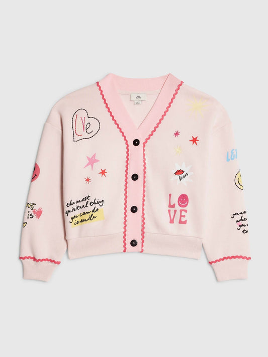 Dsiney Kidz - River Island Pink Love Icon Cardigan image 1