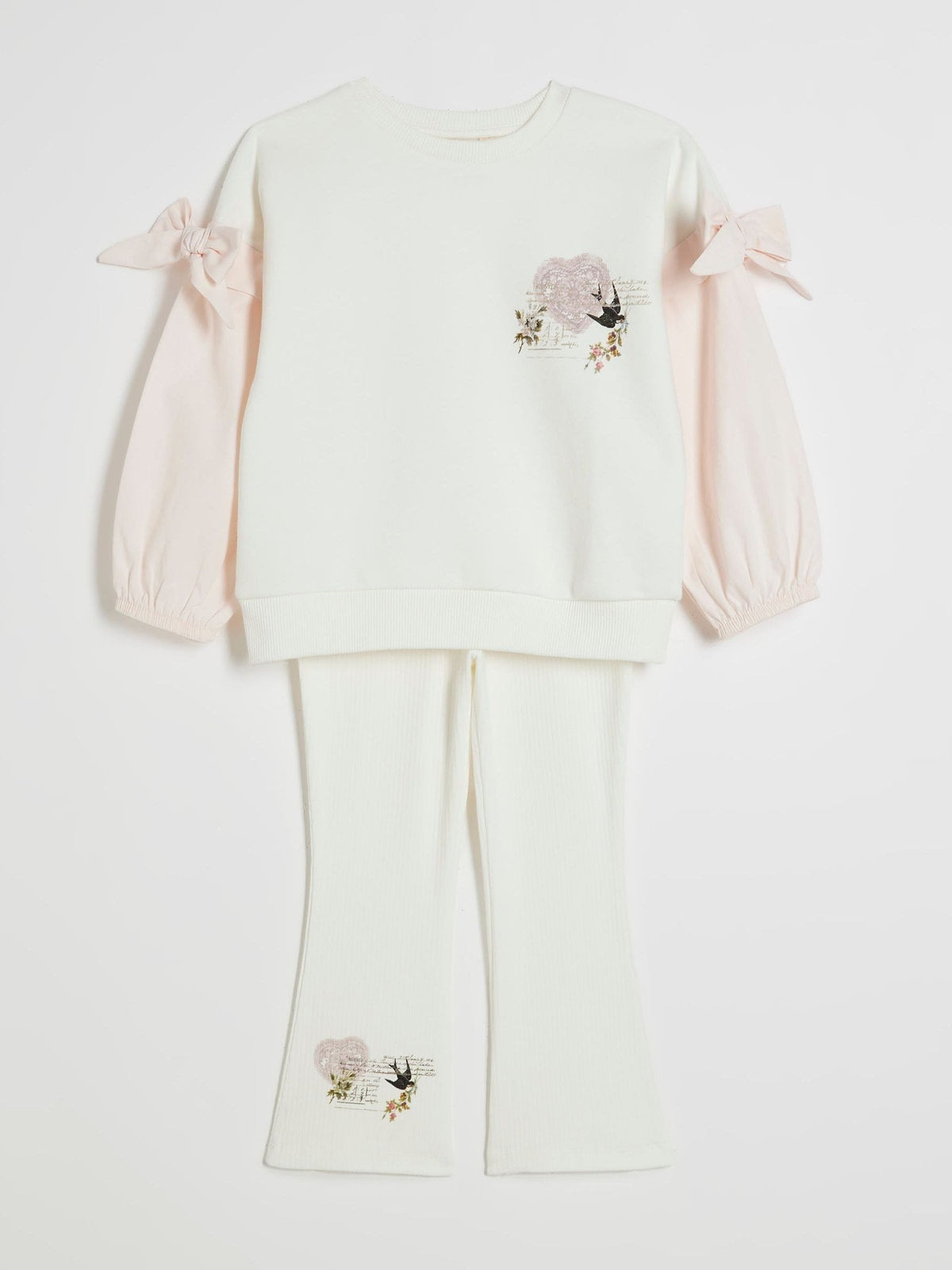 Dsiney Kidz - River Island Cream Poetcore Bow Sweater & Leggings Set image 3