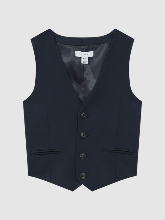 Reiss Navy Hope 3-9 yrs Wool Blend Waistcoat image 2