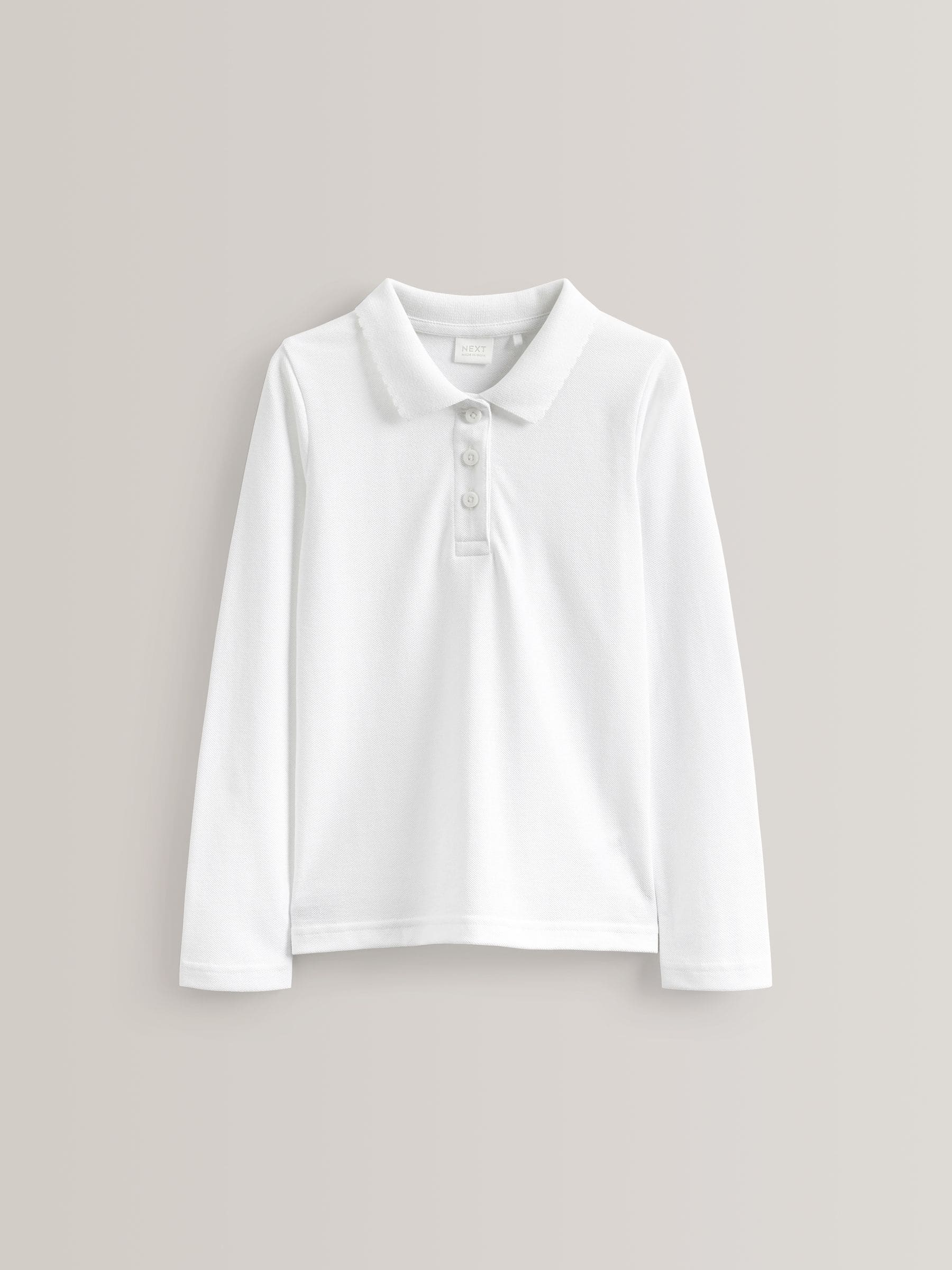 Dsiney Kidz - White Regular Fit Girls 5 Pack 100% Cotton Long Sleeve School Polo Shirts (3-16yrs) image 2