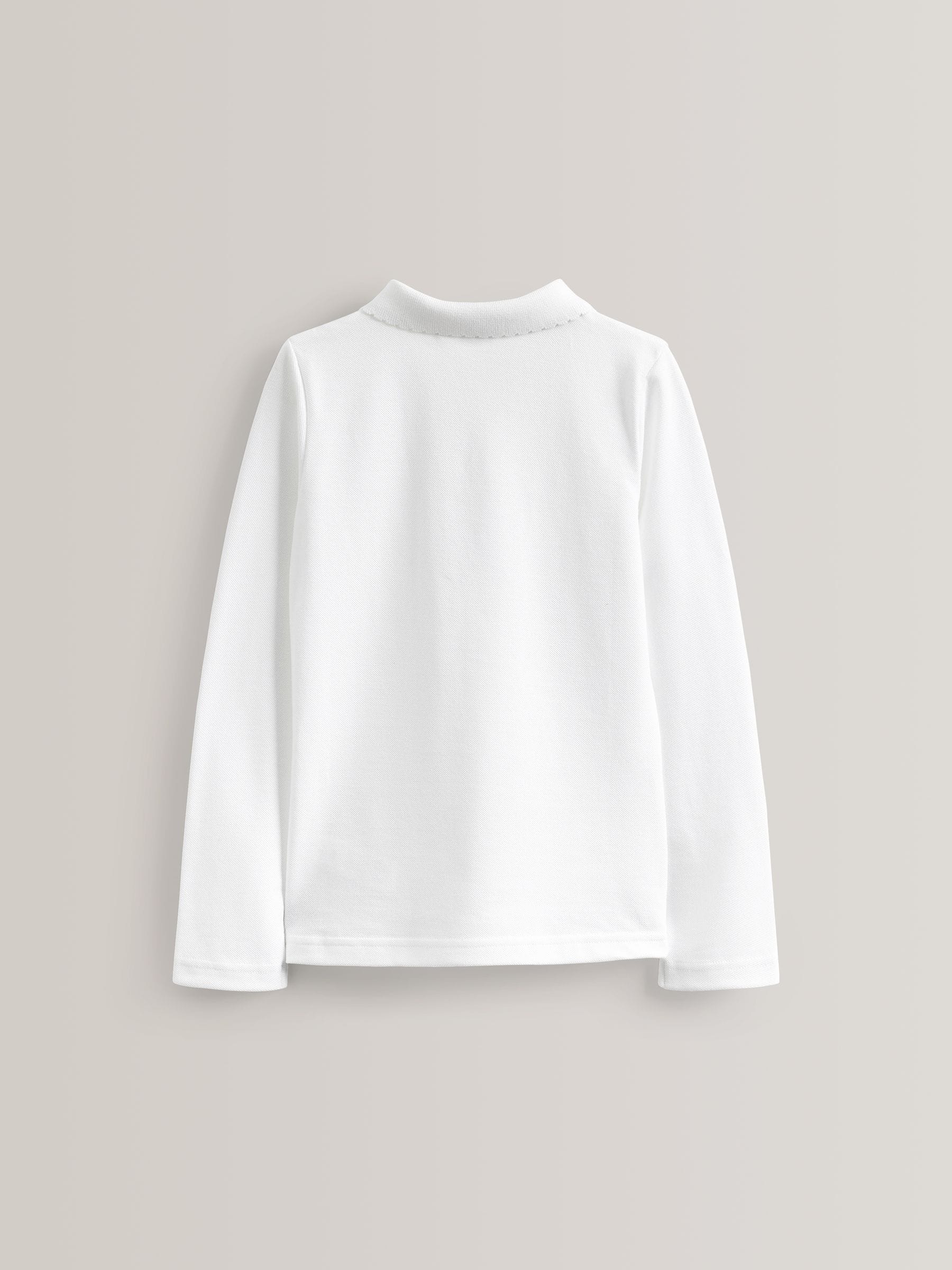 Dsiney Kidz - White Regular Fit Girls 5 Pack 100% Cotton Long Sleeve School Polo Shirts (3-16yrs) image 3
