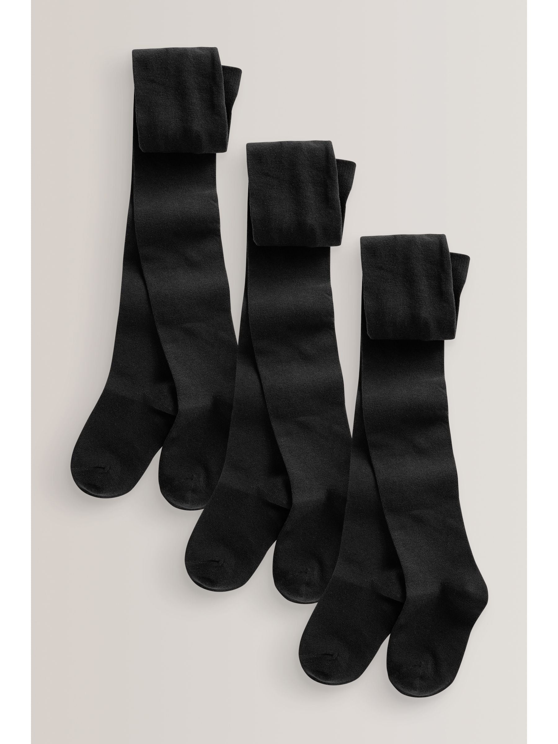 Black Regular Length 3 Pack Cotton Rich School Tights image 1
