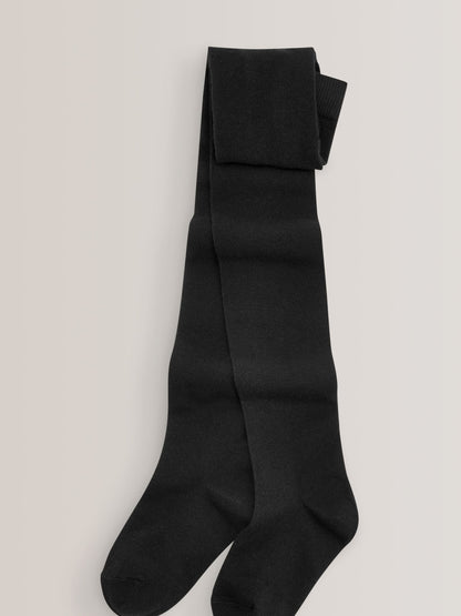 Black Regular Length 3 Pack Cotton Rich School Tights image 3