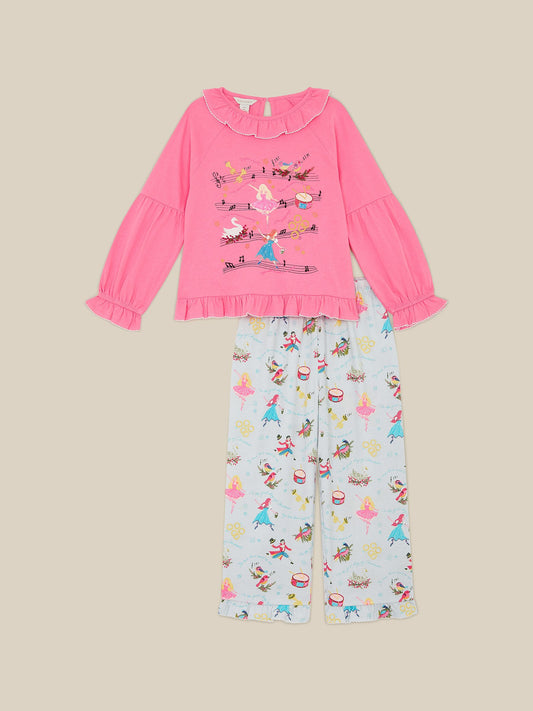 Monsoon Pink Twelve Days Of Christmas Long Pyjamas Set - image 1