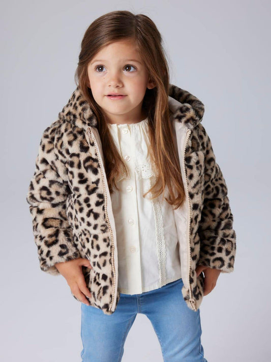 Dsiney Kidz - Name It Animal Print Faux Fur Leo Jacket with Hood image 1
