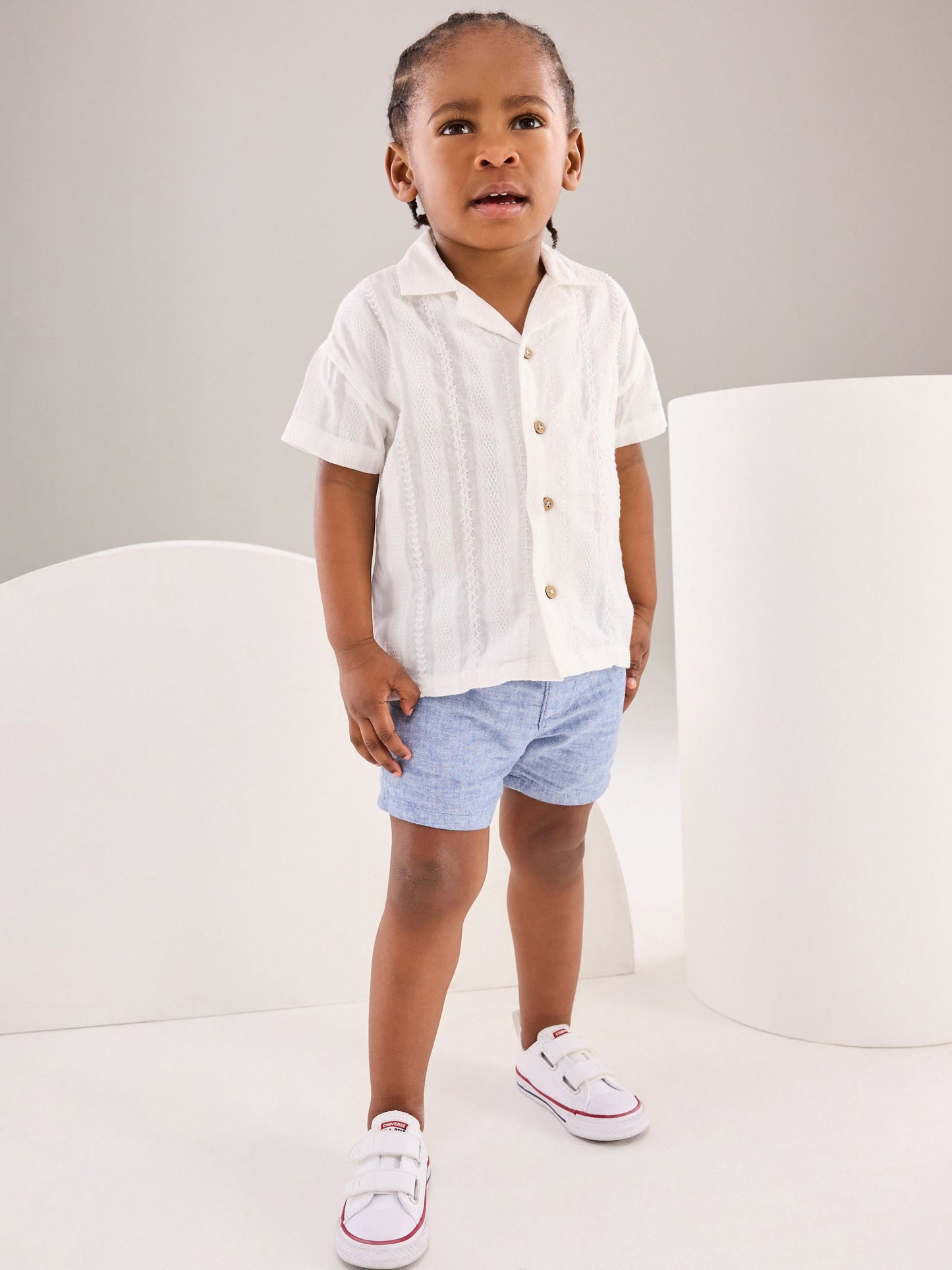 Dsiney Kidz - Chambray Blue Linen Blend Chino Shorts (3mths-7yrs) image 2