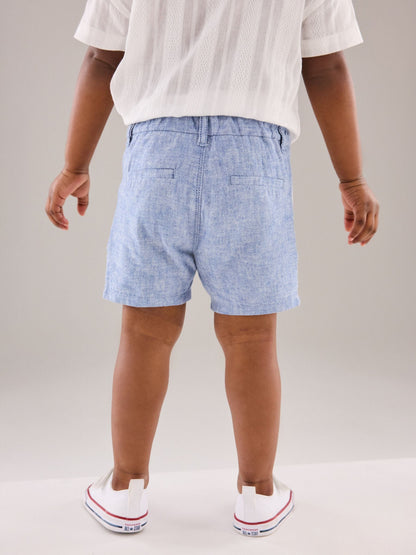 Dsiney Kidz - Chambray Blue Linen Blend Chino Shorts (3mths-7yrs) image 3