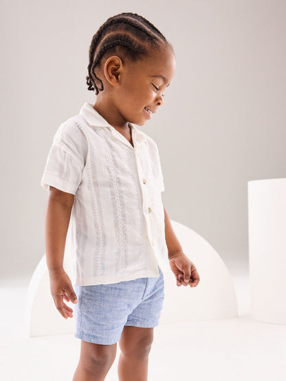 Dsiney Kidz - Chambray Blue Linen Blend Chino Shorts (3mths-7yrs) image 4