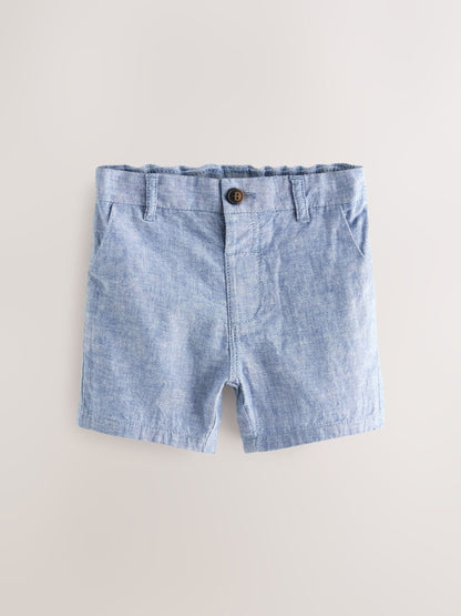 Dsiney Kidz - Chambray Blue Linen Blend Chino Shorts (3mths-7yrs) image 5
