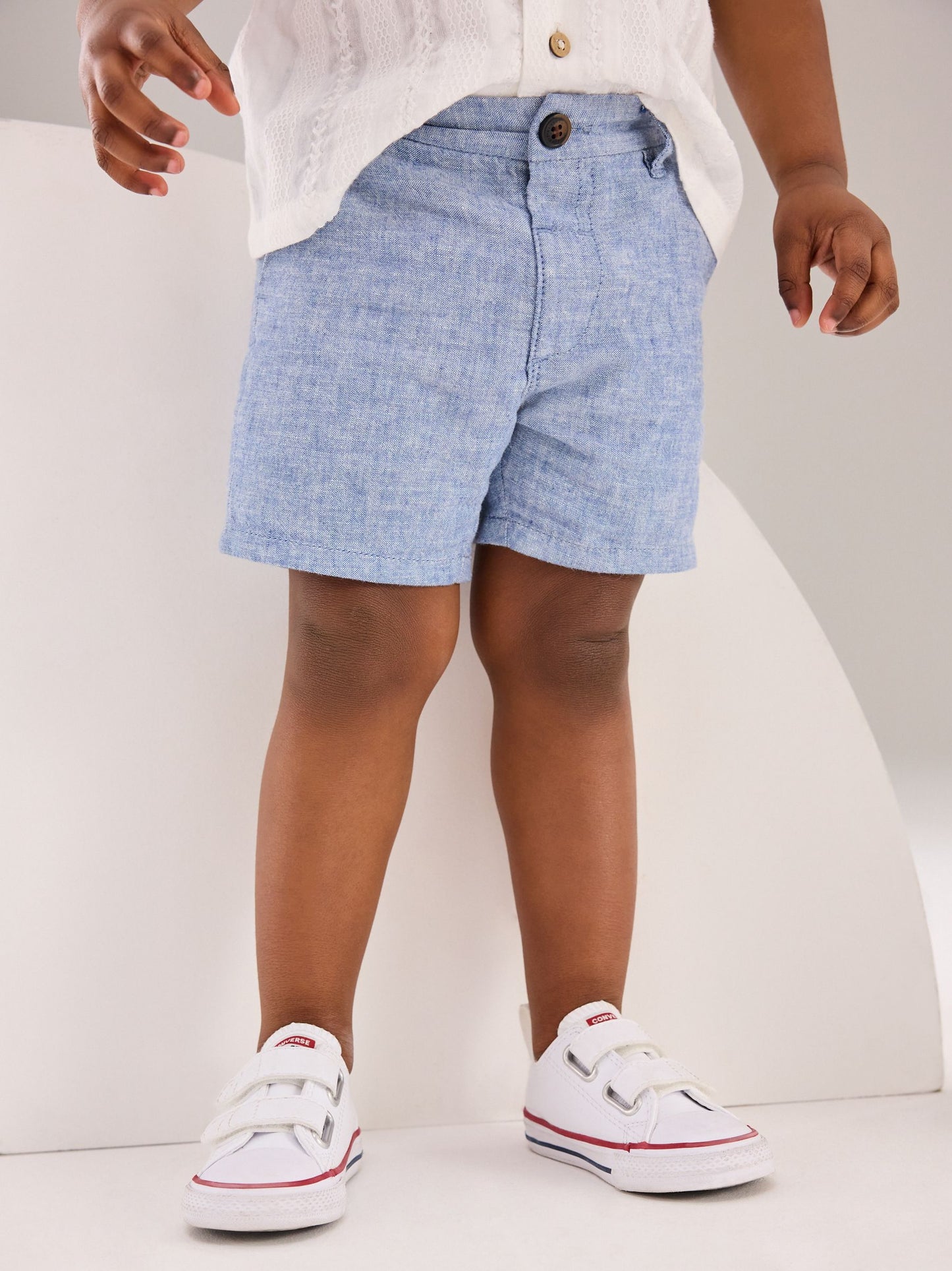 Dsiney Kidz - Chambray Blue Linen Blend Chino Shorts (3mths-7yrs) image 1