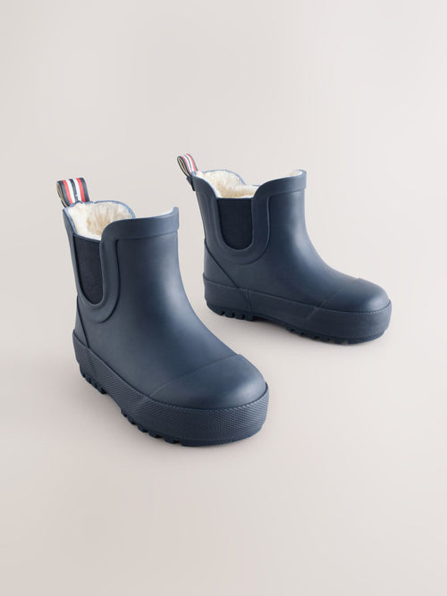 Navy Warm Lined Ankle Wellies image 1
