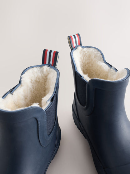 Navy Warm Lined Ankle Wellies image 3