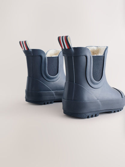 Navy Warm Lined Ankle Wellies image 4