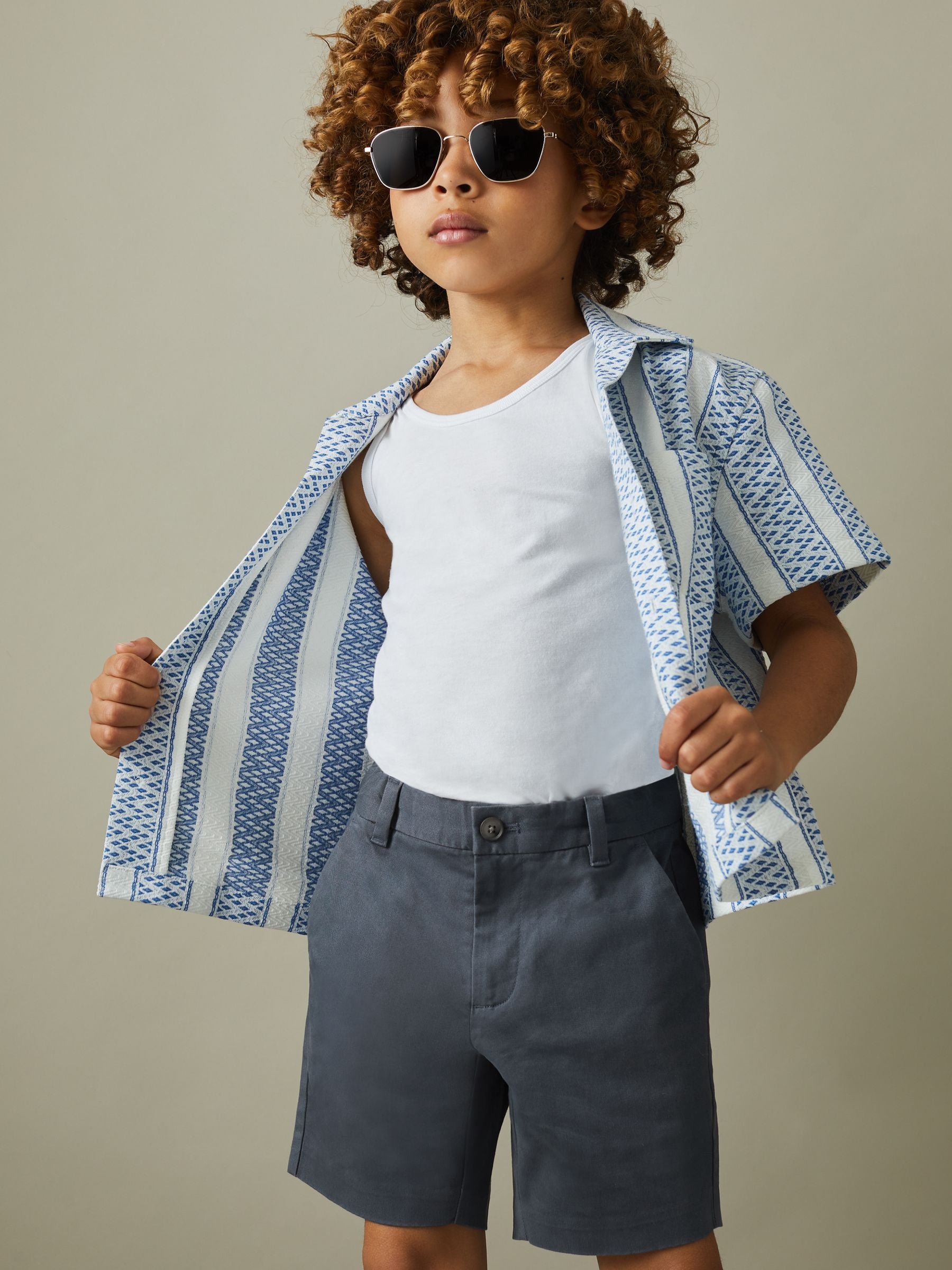 Dsiney Kidz - Reiss Airforce Blue Wicket 9-13 yrs Casual Chino Shorts image 1