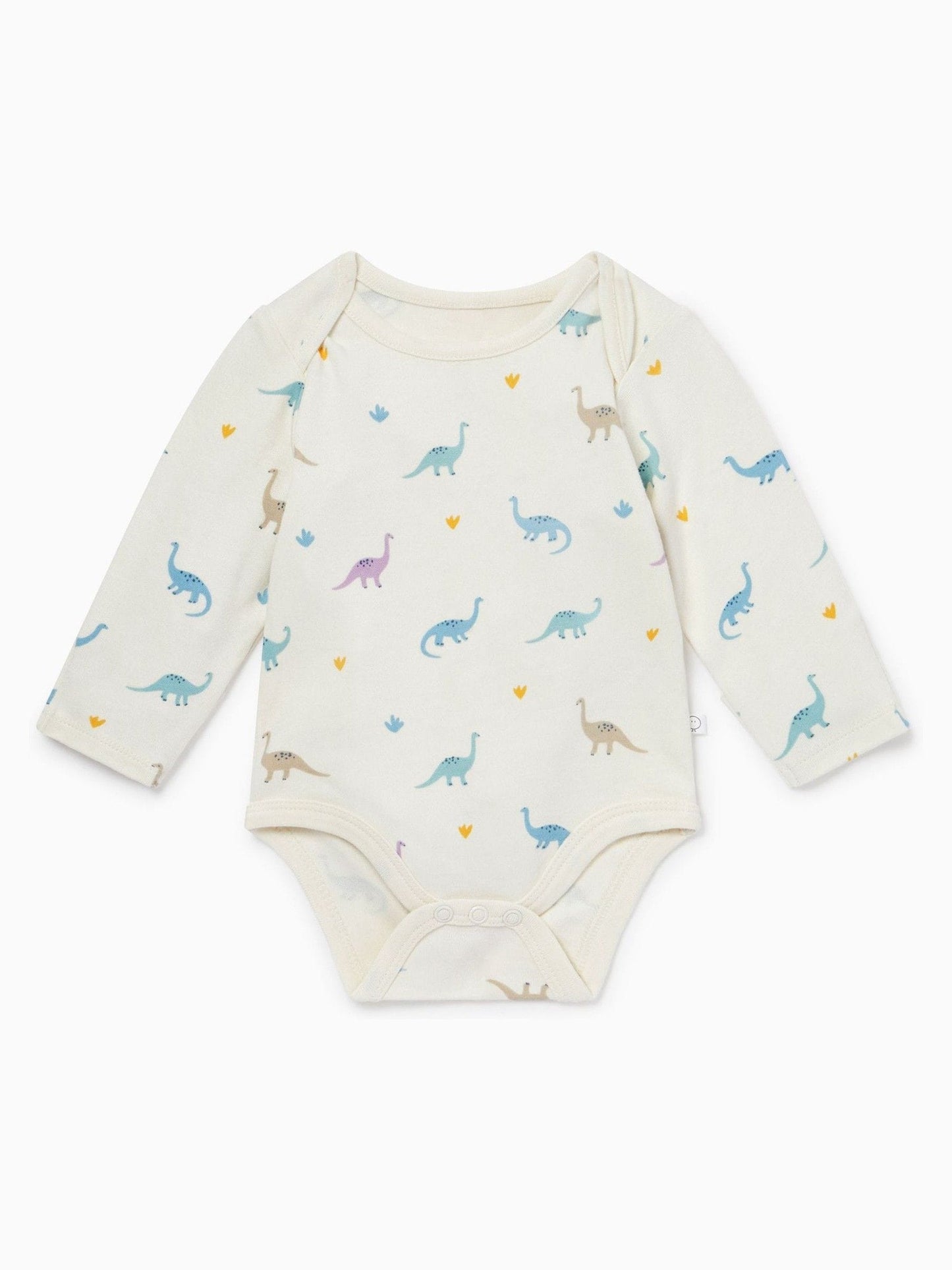 MORI Cream Dinosaur Print Supersoft Long Sleeve Bodysuit image 4