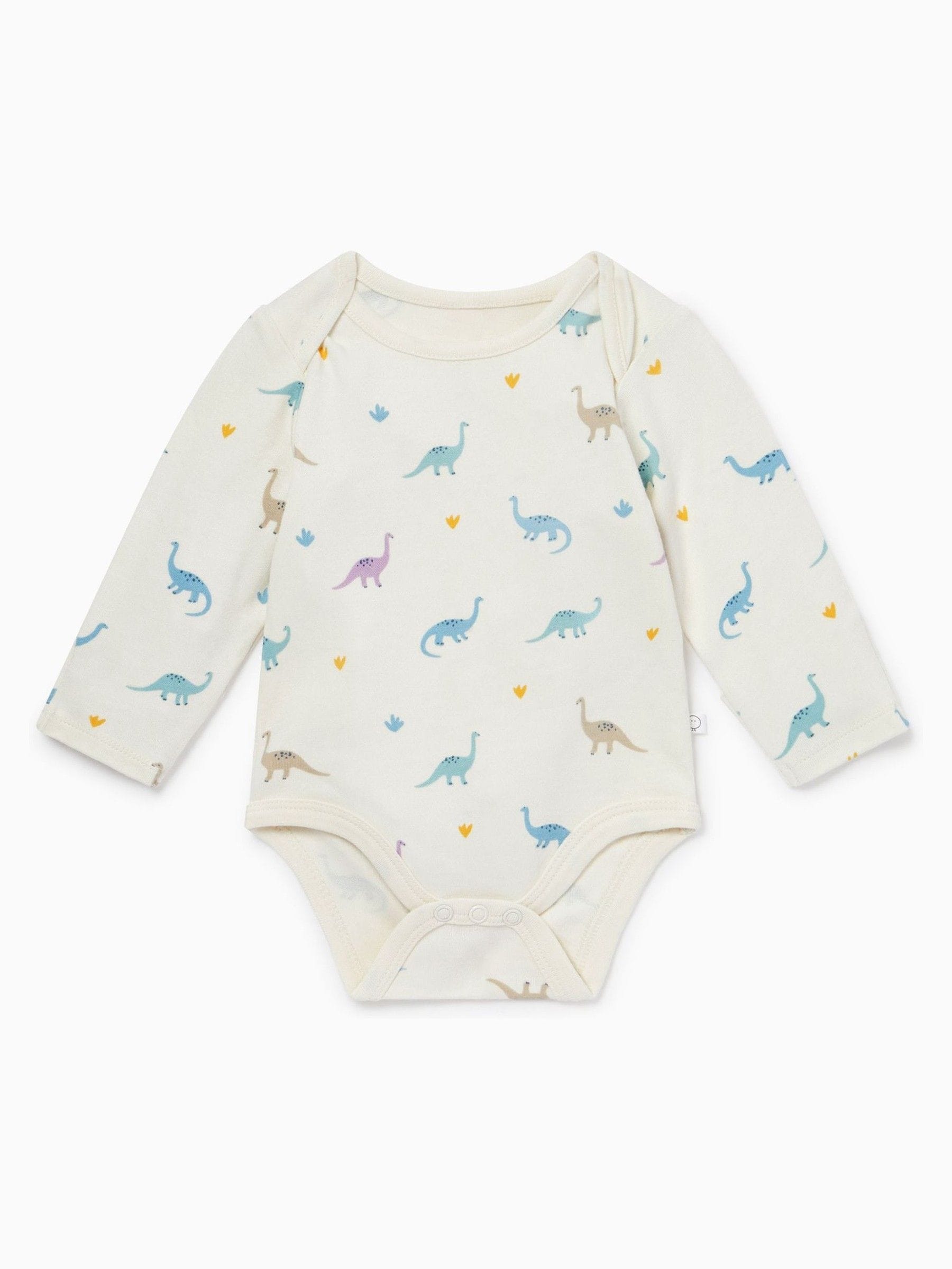 MORI Cream Dinosaur Print Supersoft Long Sleeve Bodysuit image 4