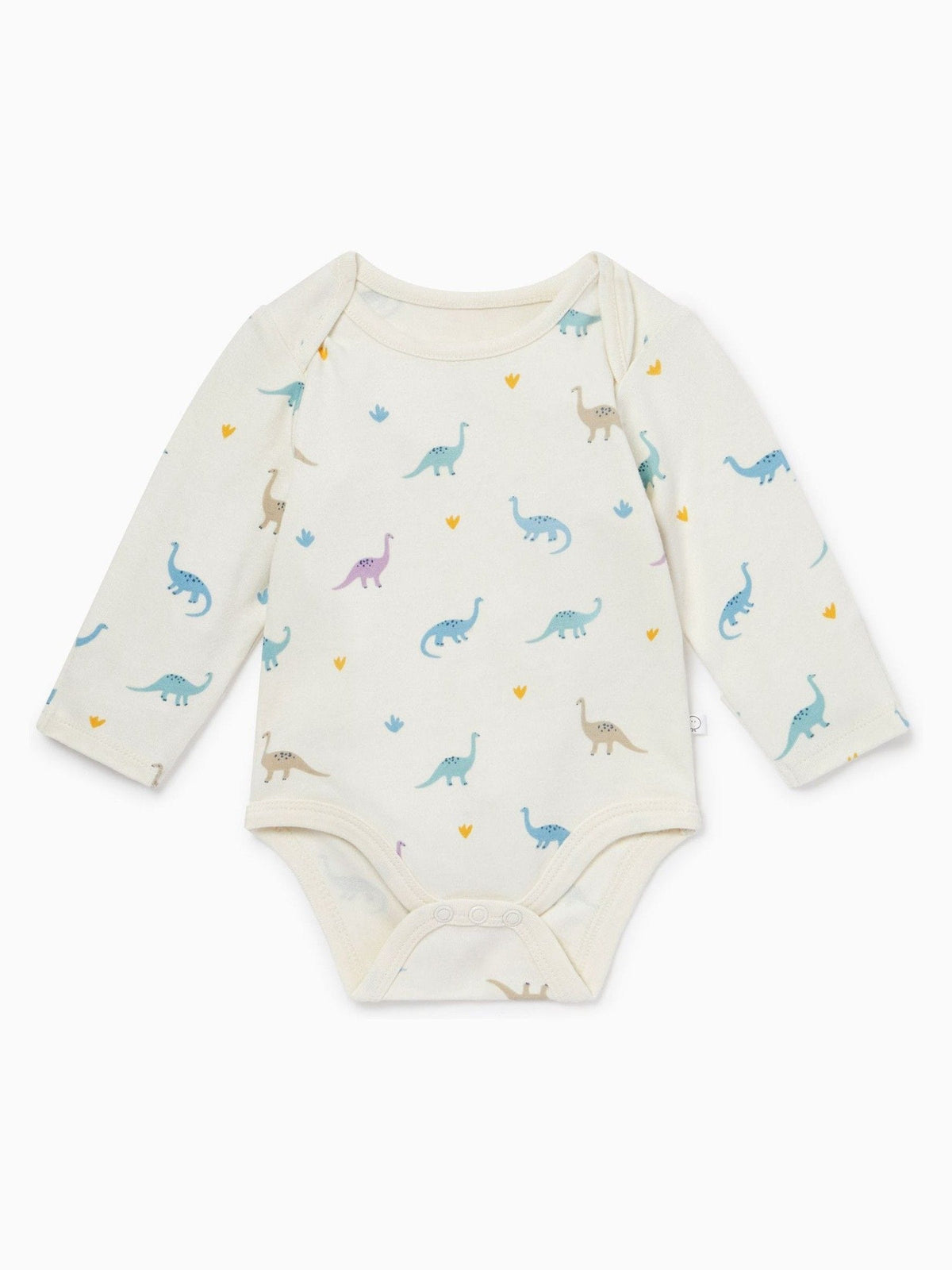 Dsiney Kidz - MORI Cream Dinosaur Print Supersoft Long Sleeve Bodysuit image 4