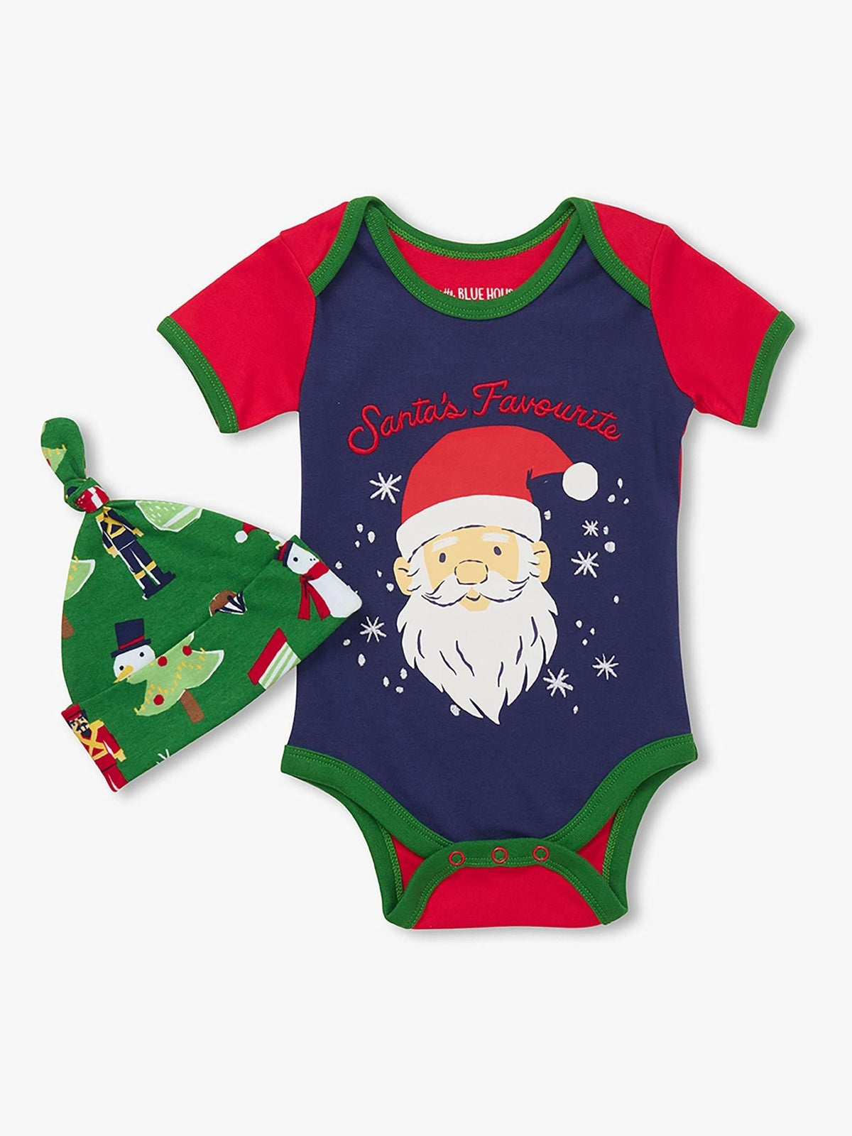 Hatley Blue Santas Favourite Christmas Bodysuit With Hat - image 1