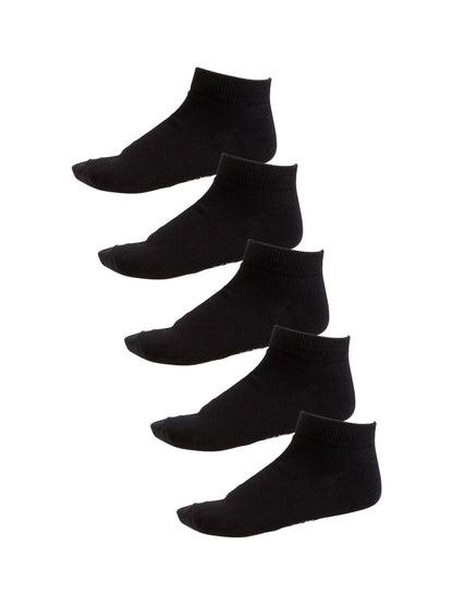 Black 5 Pack Cotton Rich Trainer Socks image 1