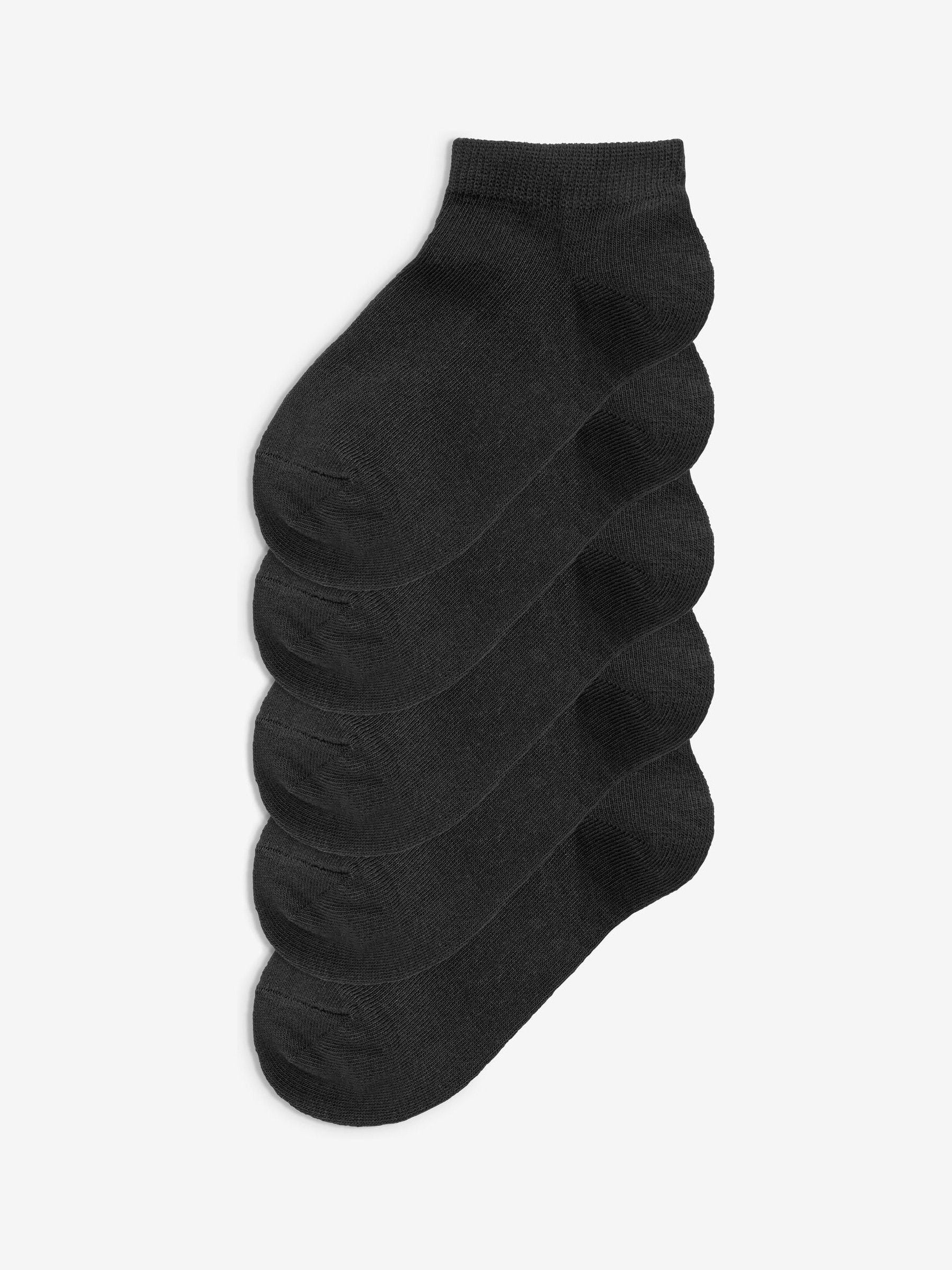 Black 5 Pack Cotton Rich Trainer Socks image 3