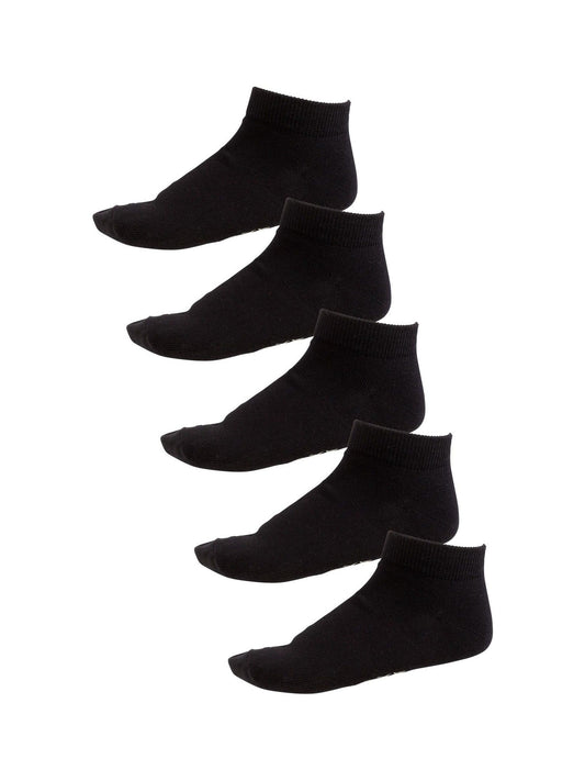 Black 5 Pack Cotton Rich Trainer Socks image 1
