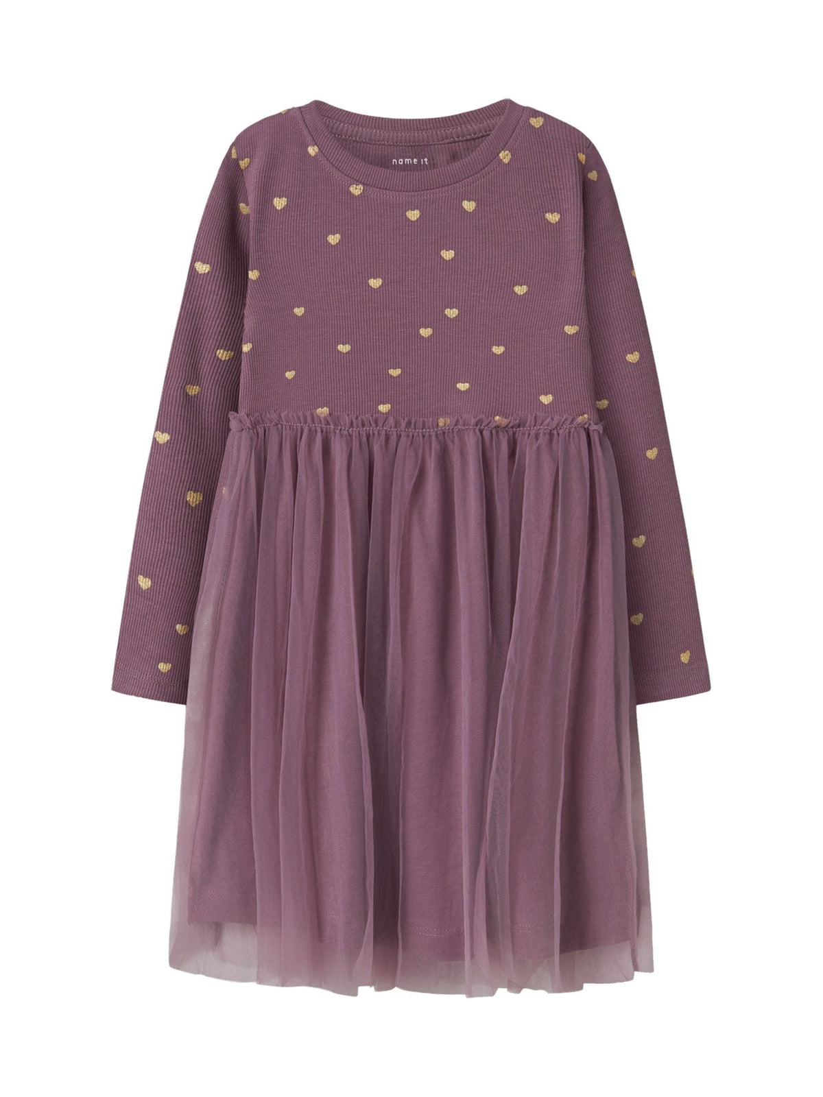 Name It Purple Heart print Jersey and Tulle  Dress - image 1