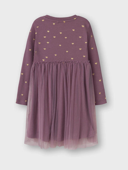 Name It Purple Heart print Jersey and Tulle  Dress - image 2