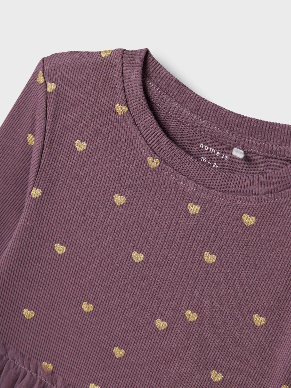 Name It Purple Heart print Jersey and Tulle  Dress - image 3