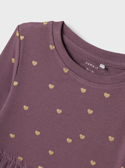 Name It Purple Heart print Jersey and Tulle  Dress - image 3