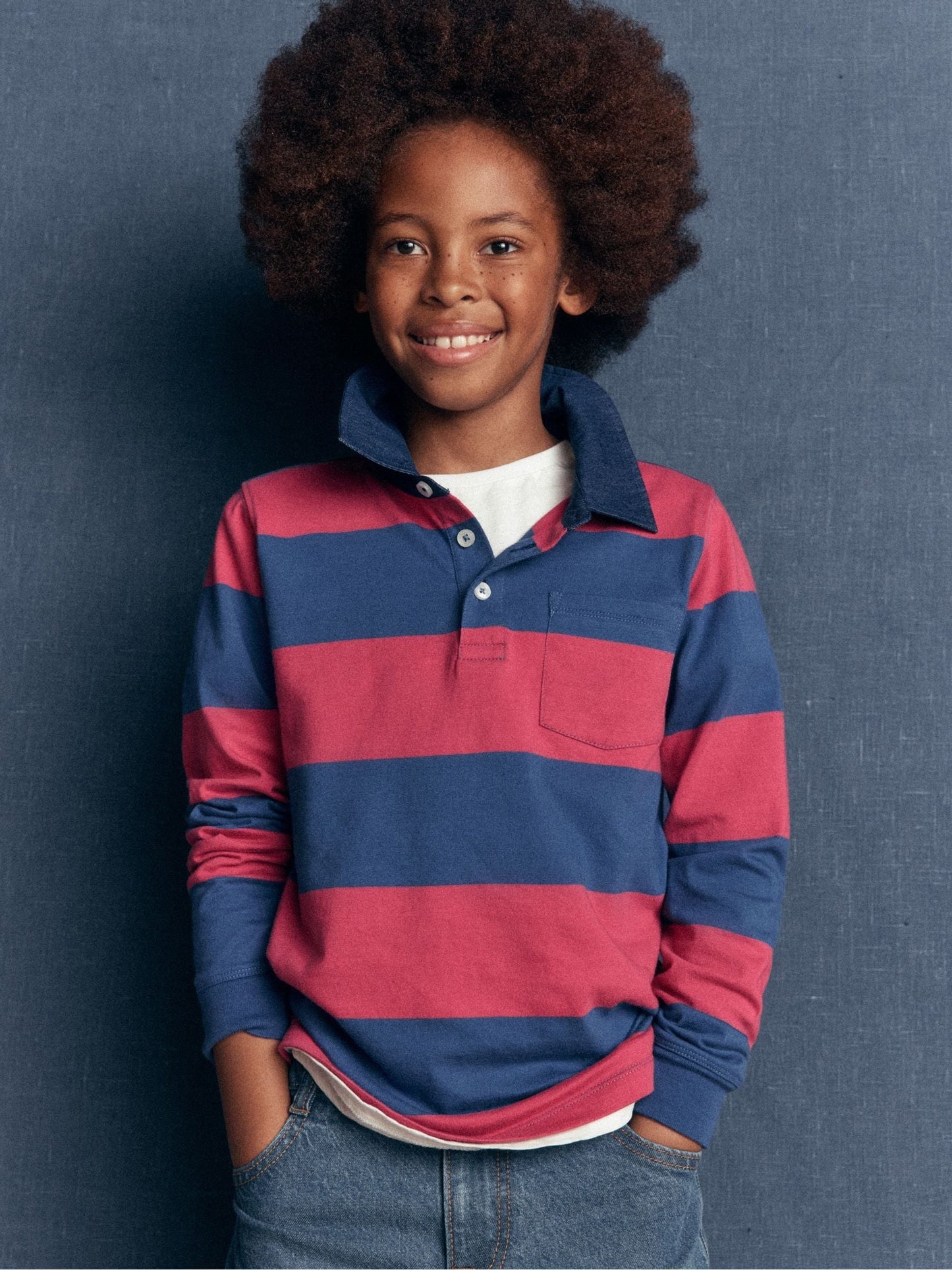 Dsiney Kidz - Boden Red Long Sleeve Smart Polo Shirt image 1