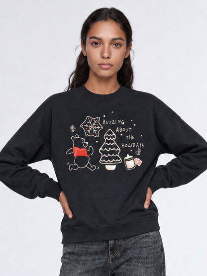 Brands In Black Disney Winnie The Pooh Buzzing Holidays Christmas Sweatshirt - image 1