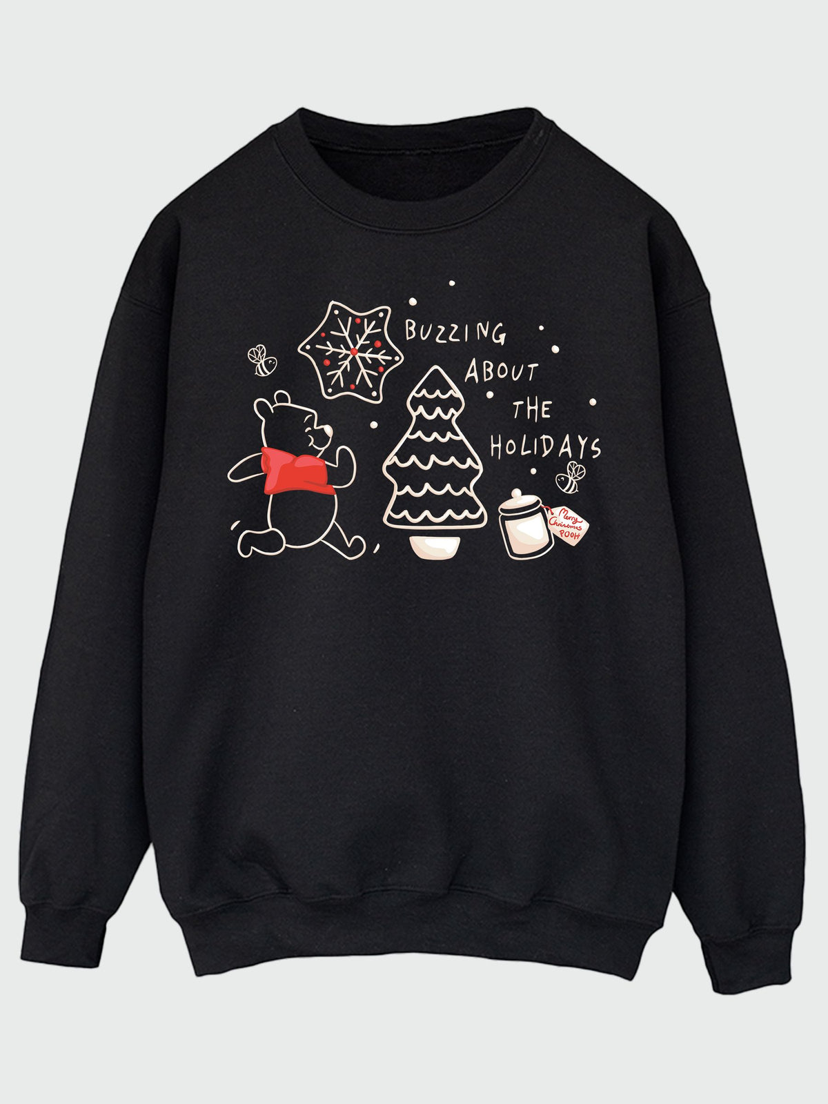 Brands In Black Disney Winnie The Pooh Buzzing Holidays Christmas Sweatshirt - image 2