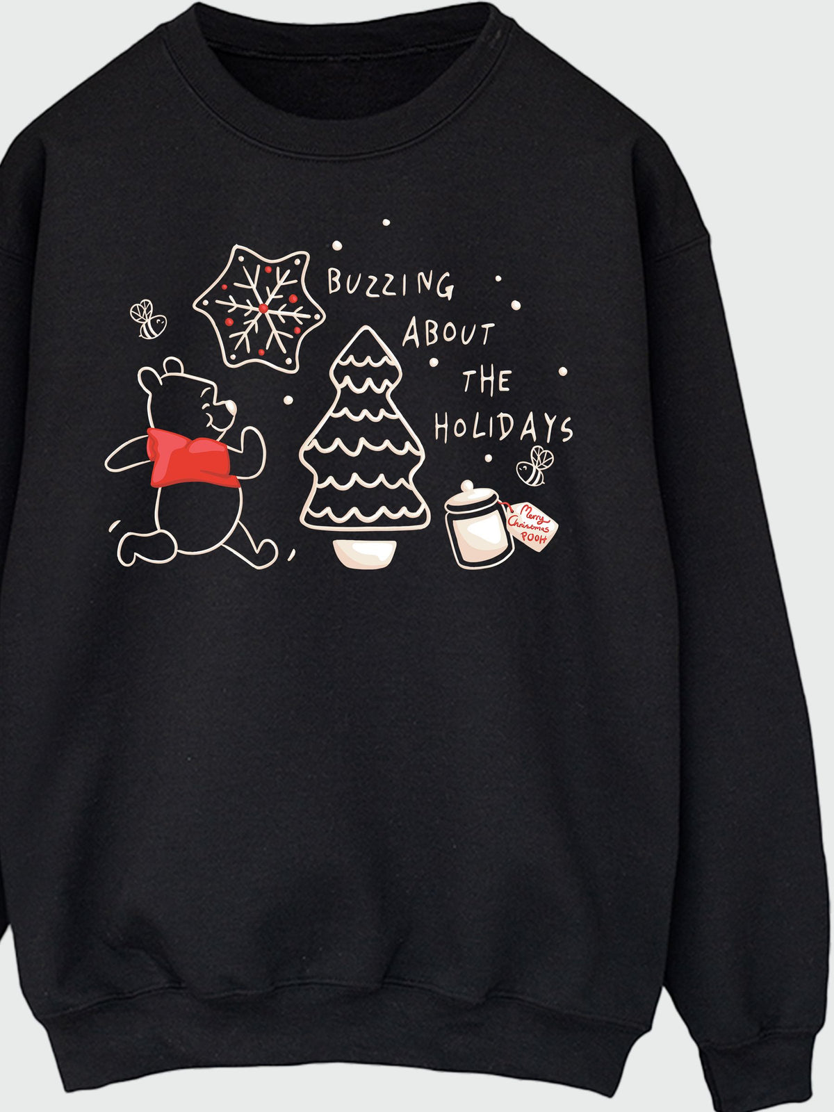 Brands In Black Disney Winnie The Pooh Buzzing Holidays Christmas Sweatshirt - image 3
