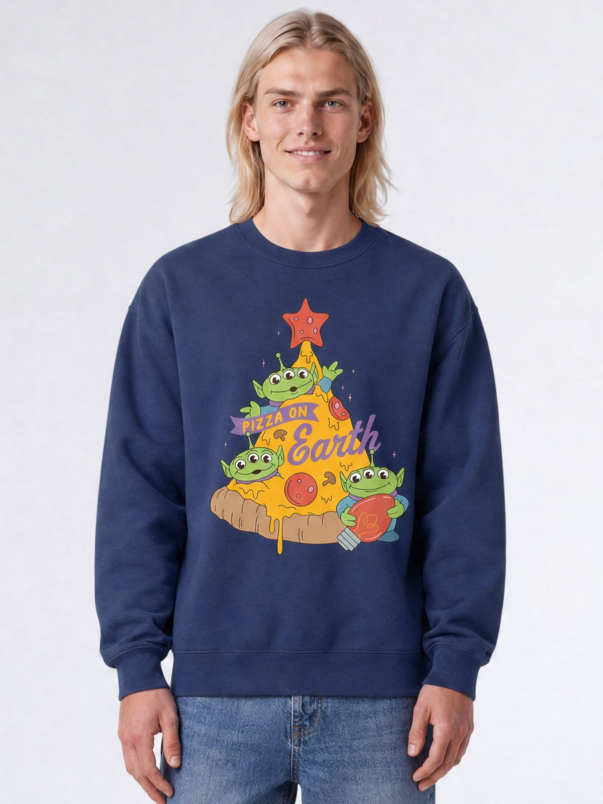 Brands In Blue Disney Toy Story Pizza Christmas Sweatshirt - image 1