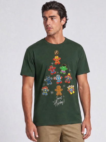 Brands In Green Marvel Avengers Christmas Tree T-Shirt - image 1