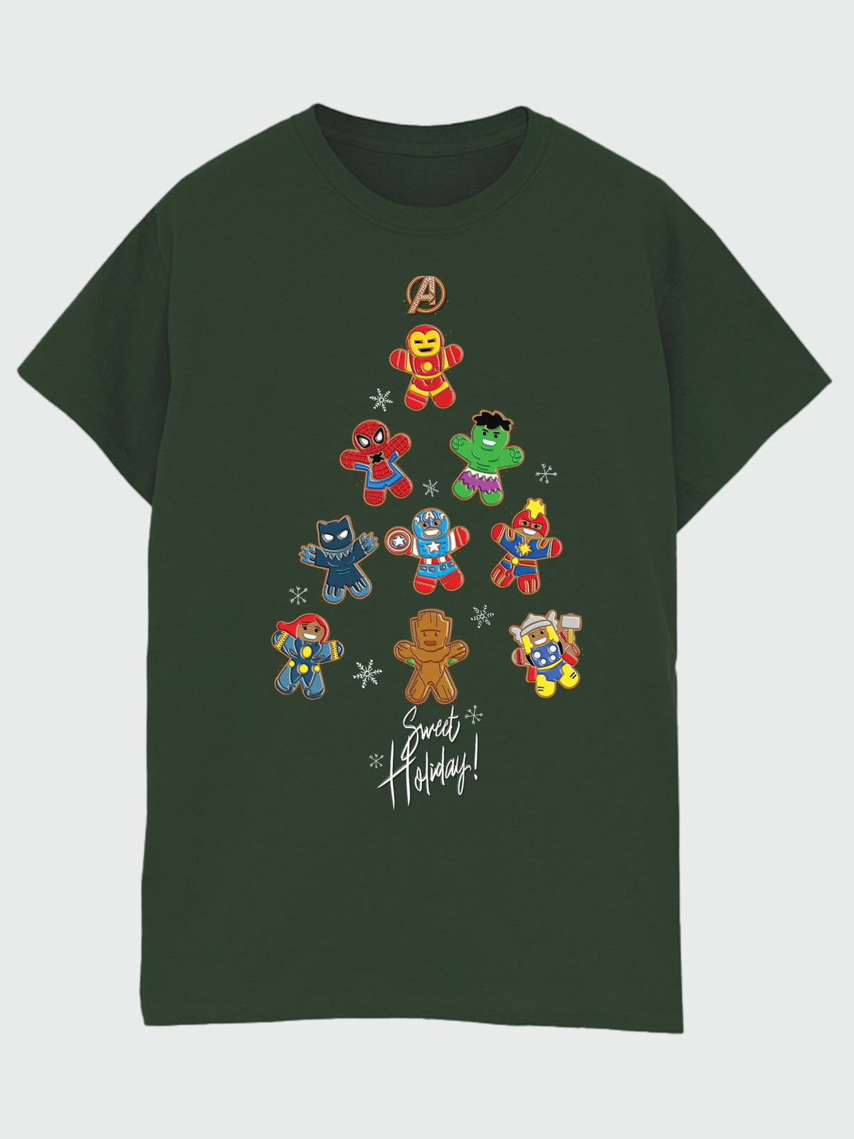 Brands In Green Marvel Avengers Christmas Tree T-Shirt - image 2