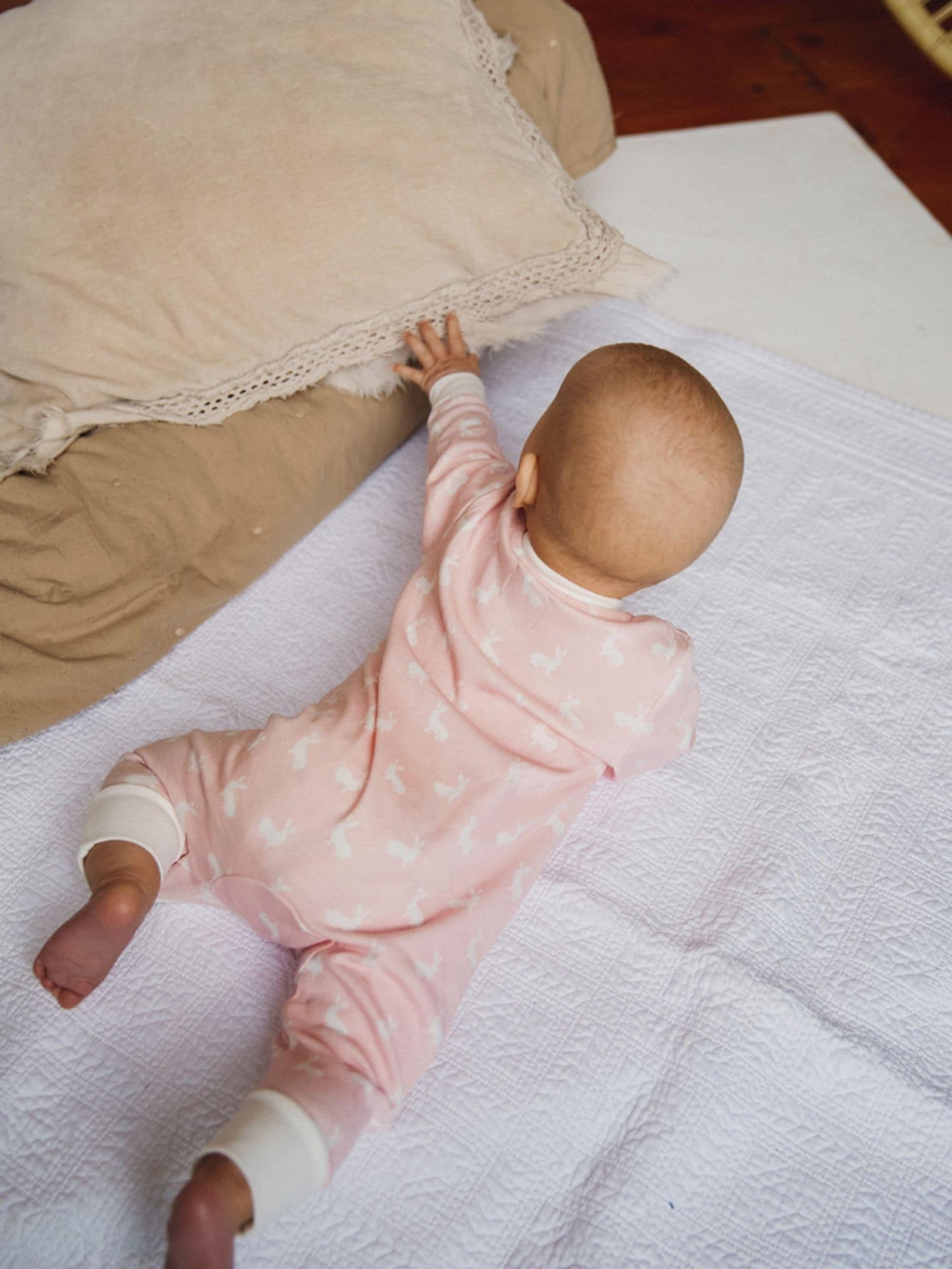 The Little Tailor Pink Front Zip Soft 100% Cotton Sleepsuit image 2