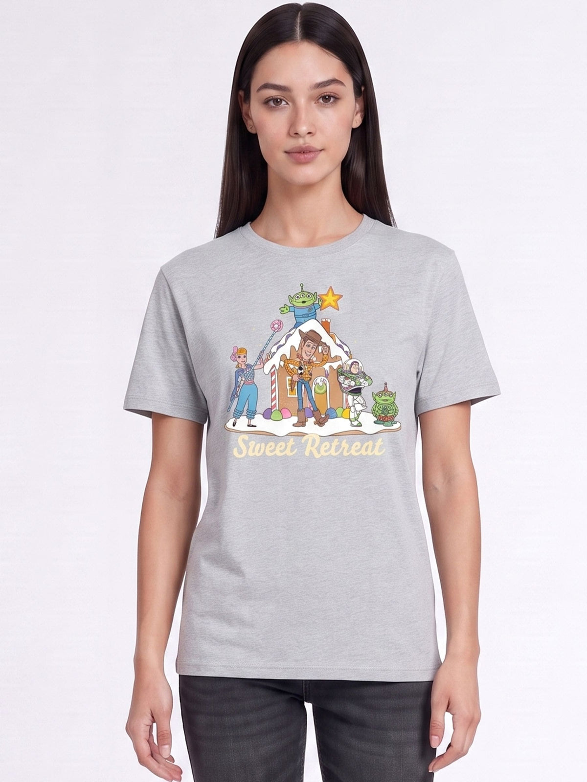 Brands In Grey Disney Toy Story Sweet Retreat Christmas Boyfriend Fit T-Shirt - image 1