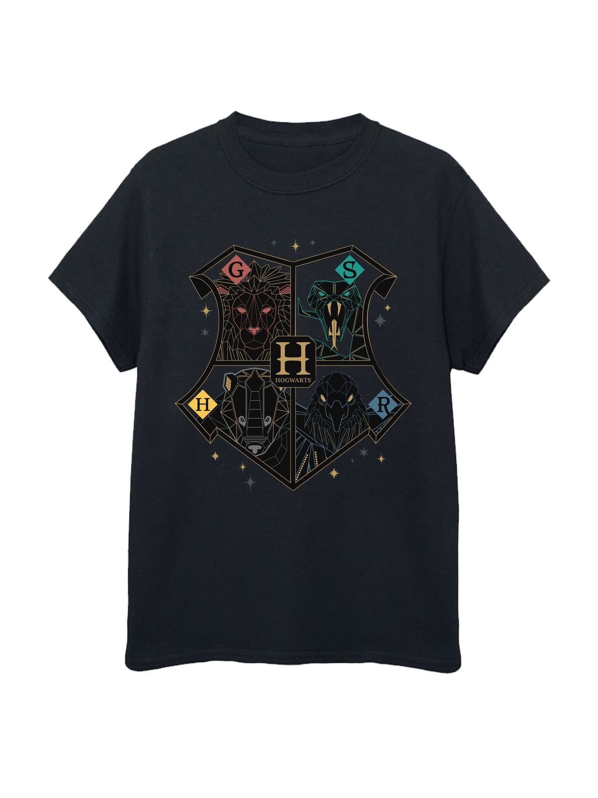 Rags & Rascals Black Harry Potter Crest Hogwarts Christmas T-Shirt - image 2