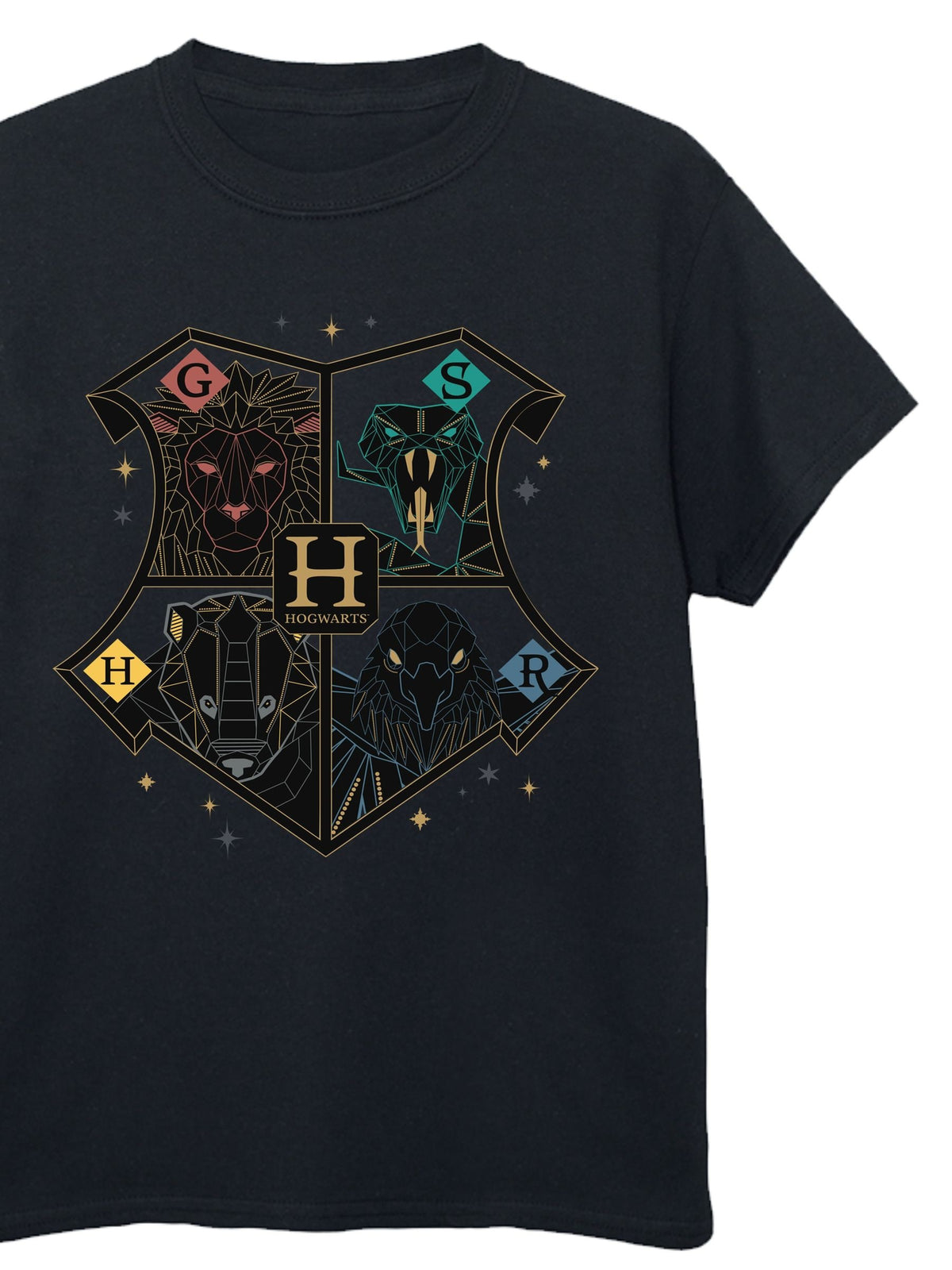 Rags & Rascals Black Harry Potter Crest Hogwarts Christmas T-Shirt - image 3