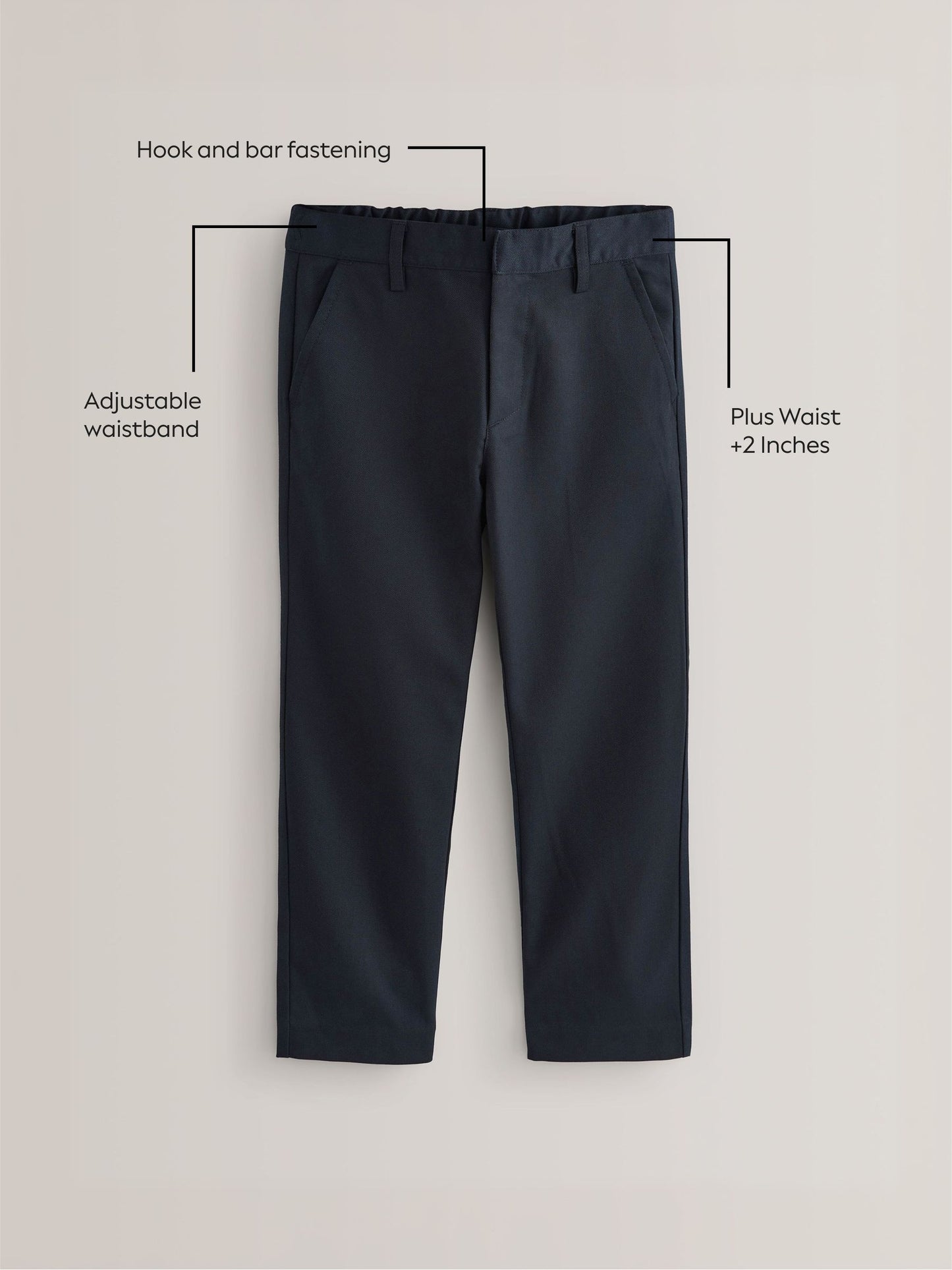 Dsiney Kidz - Navy Plus Waist Straight Leg School Trousers (3-17yrs) image 5